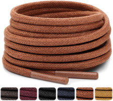 1/8" Waxed Thin Round Shoe Laces, 2 Pair Oxford Shoelaces 34Inch  86CM  Brown