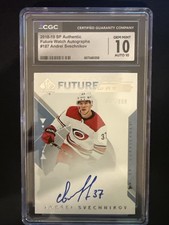 2018 SP Authentic Andrei Svechnikov Autograph Black Gold Ink #187 card