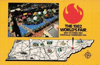 1982 Worlds Fair Knoxville Tennessee State Map 6x4 Postcard J4