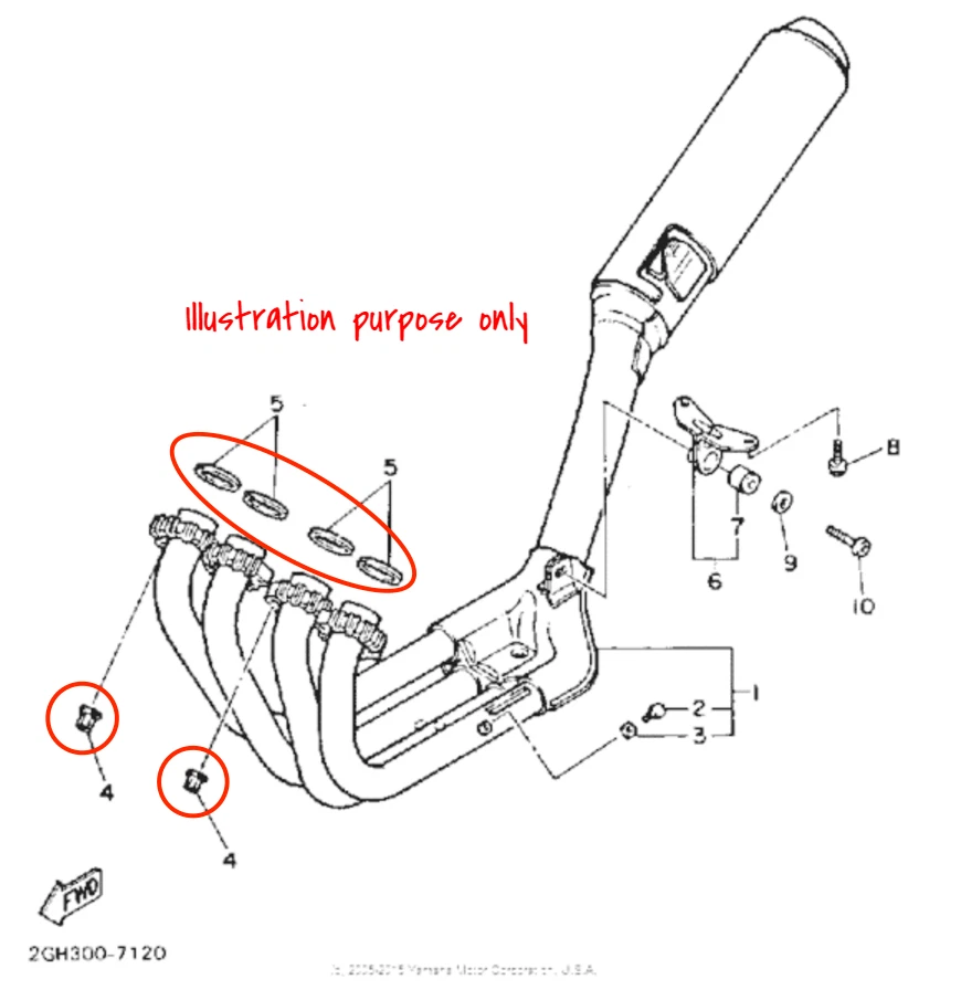 Juego de reparación de juntas de colector de escape Yamaha FZR 400 / 400S / 400RR / 500 / 1000 Foto 2 de 2