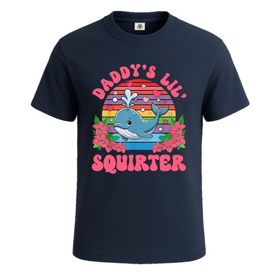 #ad Daddy#x27;s Lil Squirter T Shirt Funny Whale Cartoon Retro Sunset Humor Top $20.99