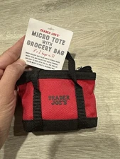 CH74 NWT TRADER JOE'S Red & Black Micro Tote Shopping Mini Grocery Bags