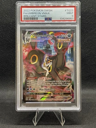 2022 POKEMON SWORD & SHIELD BRILLIANT STARS #TG23 FULL ART/UMBREON VMAX PSA 9