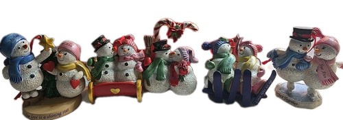 Vintage Lot Couple Michael Sue Ann Personalized Snowman Ornaments Hallmark Keeps - Afbeelding 2 van 11