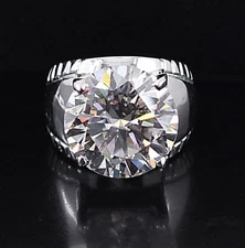 Men's Ring- RARE 18 Ct Certified White Diamond Ring ! Tariff Free Shipping.
