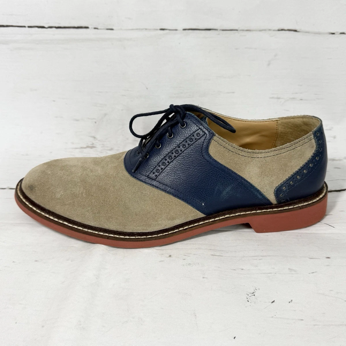 Cole Haan Williams Saddle II Brown/Green Suede Leather Shoes Men\'s Size 11.5 Cole Haan Leather Upper Multicolor Dress Shoes for Men for  main image 2