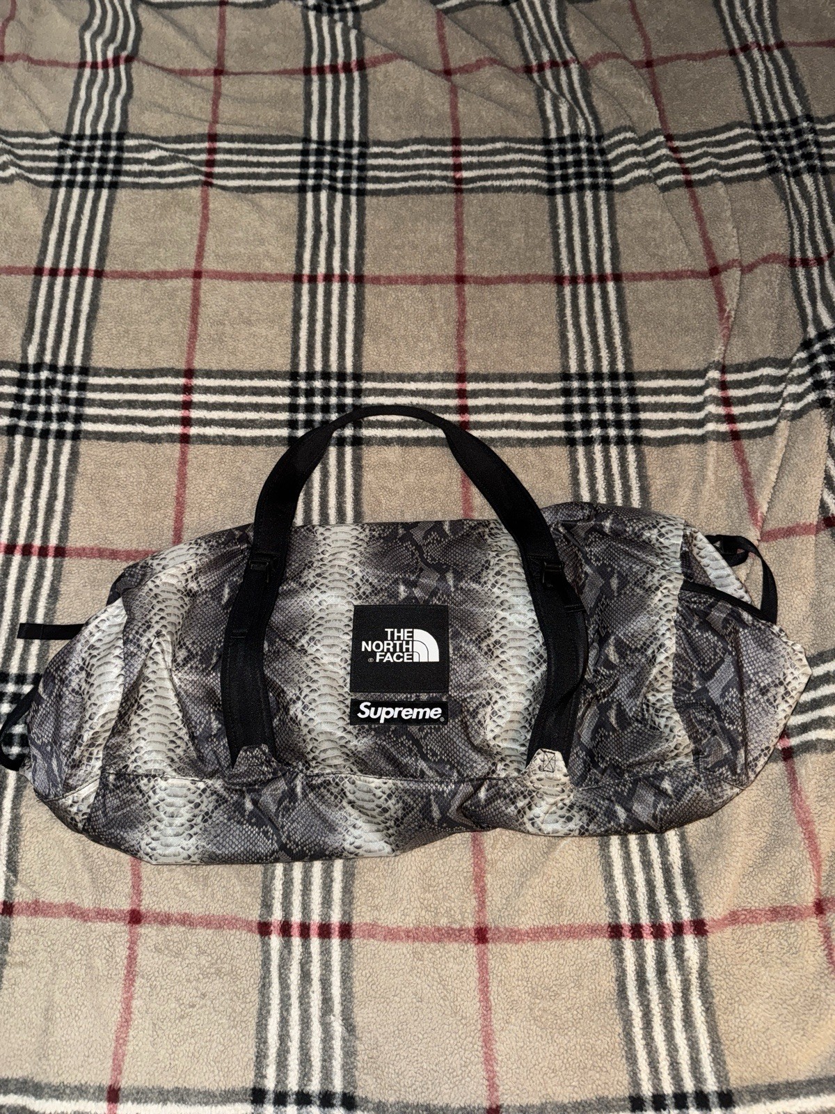 Supreme x The North Face Snakeskin Flyweight Duffle Bag in Black