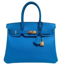 Hermes Birkin 30 Blue Zanzibar Bleu Epsom Leather Gold Hardware