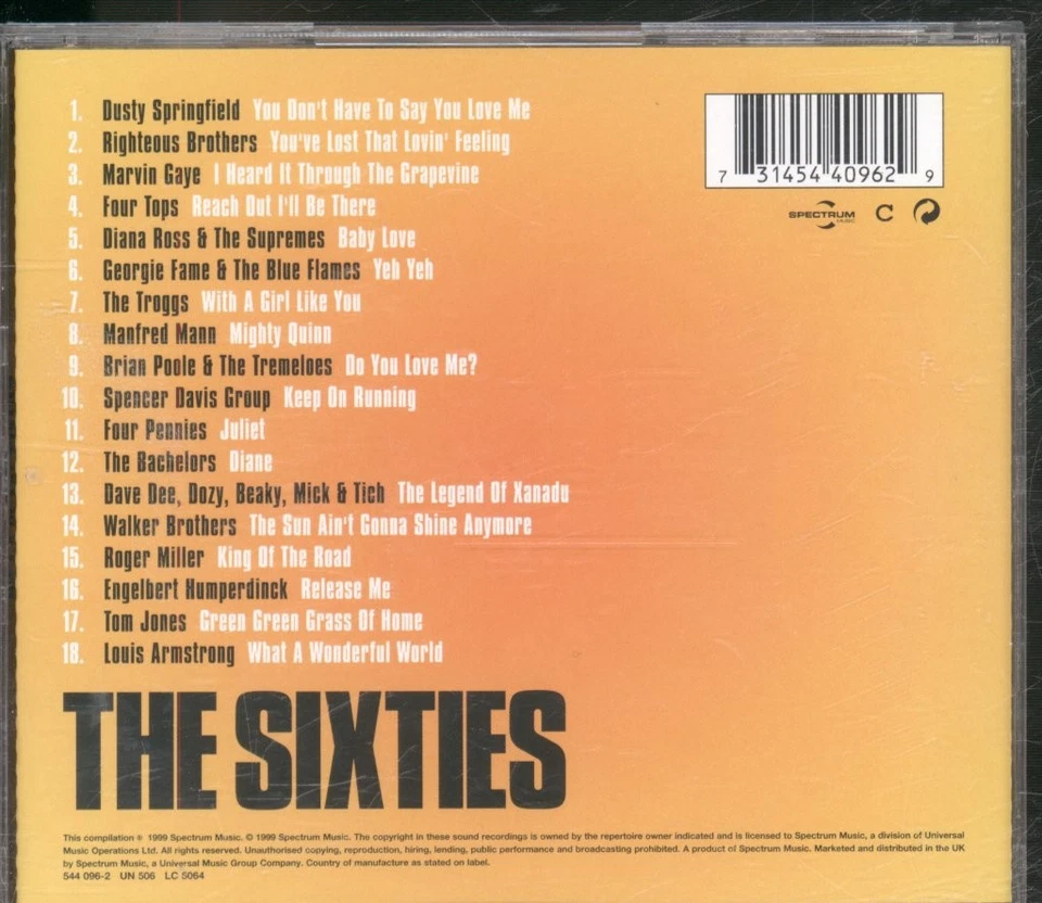Various Artists No.1's Der Sechziger Jahre CD Europa Spectrum 1999 5440962 - Bild 2 von 3