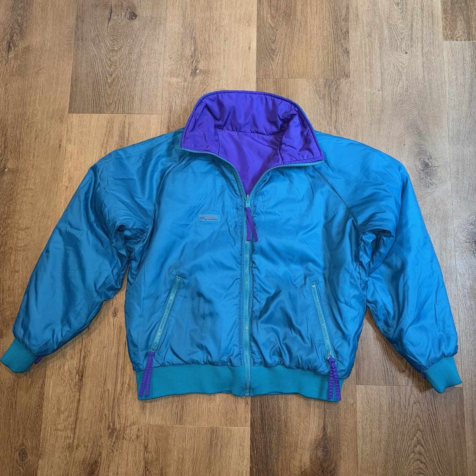 Vintage Columbia Jacket Womens Reversible Coat Retro Ski Warm Insulated 1980s XL thumbnail 12