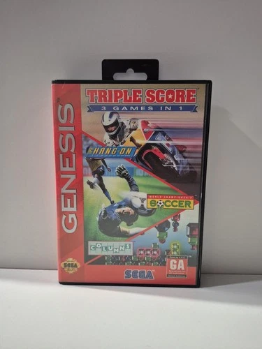 Triple Score 3 Games Sega Genesis CIB Complete w Hangtab Tested Retro Vintage