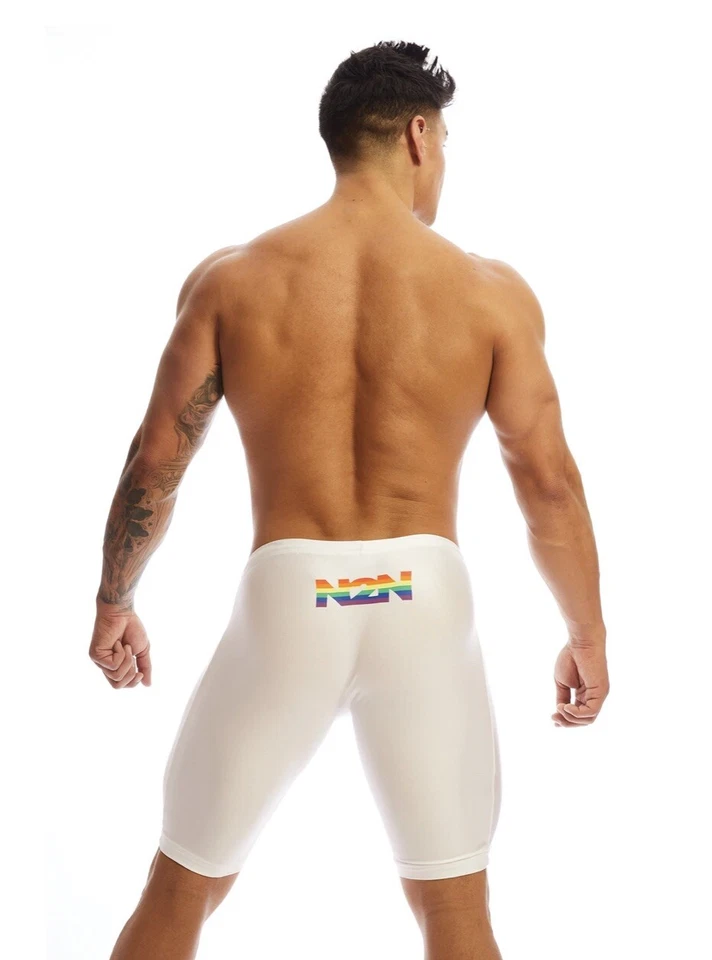 Pantalones Cortos de Compresión Para Hombres N2N Blanco Brillante Orgullo Spandex Nuevos XL Foto 2 de 3