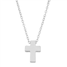Sterling Silver Small Shiny Cross Necklace