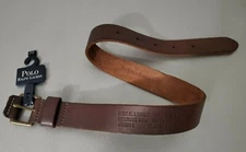 POLO RALPH LAUREN SINGLE PRONG LEATHER TAB BOYS DISTRESSED BROWN LEATHER BELT:30
