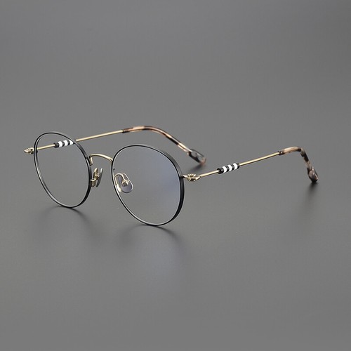 Gafas redondas para hombres mujeres finas ligeras titanio doble tono marco de gafas negro - Imagen 5 de 21