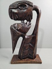 Vintage Handcarved Wooden Statue Primitive 14.5"x7.5"x3"