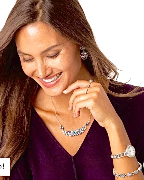 RELOJ SLVR BRIGHTON HALO CORONA TANZANITA PÚRPURA AZUL TONOS CRISTAL DE SWAROVSKI + LATA Foto 4 de 4