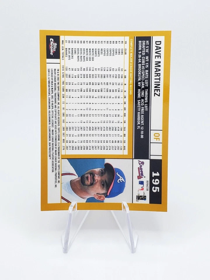 2002 Topps Chrome Gold Refractor #195 Dave Martinez - Image 2 of 2