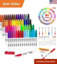Permanent Markers Set: 60 Bright Colors with ...