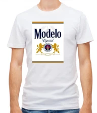Modelo Especial Mexican Lager Beer, Short Sleeve  White T Shirt Men F404