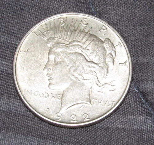 VF to AU 1922 p Philadelphia Mint Peace Silver Dollar $1.  , very fine detail