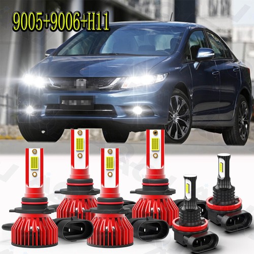 Para For Honda Civic 2007-2015 LED faro de luz baja alta luces de niebla comboQ - Picture 1 of 15