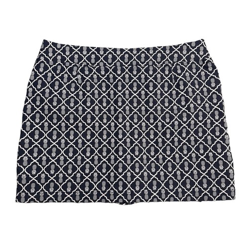 Crown & Ivy Womans Blue & White Pineapple Print Skort Stretch Pocketed Size 14 - Picture 2 of 4