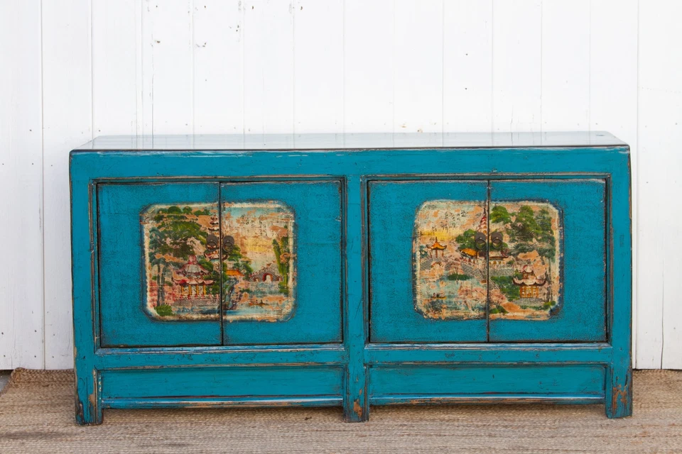 Long Azure Blue Chinese Sideboard - Image 2 of 4