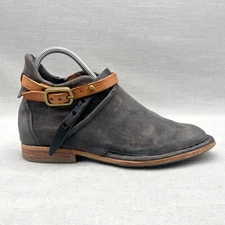 AS 98 Boots Womens 36/ 6 Felix Flat Bootie Shoes Gray Suede Distressed Belt Boho
