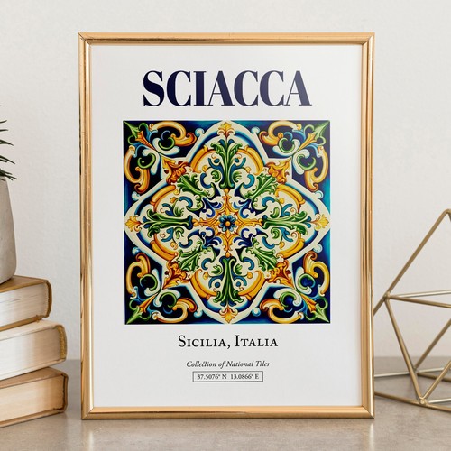 Sciacca Tile Print | Sicilian Folk Tile Pattern Wall Art - Picture 11 of 11