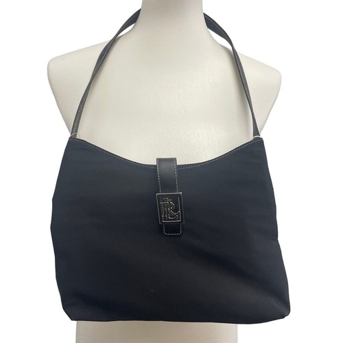 Lauren Ralph Lauren kleine schwarze Stoffschnalle vordere Geldbörse Handtasche Tasche