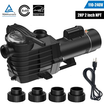 2HP 2'' Thread NPT INGROUND Swimming POOL PUMP MOTOR 6500GPH 85FT Hmax 110-240V