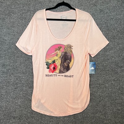 Beauty And The Beast Shirt Womens XL Pink Tshirt Short Sleeve