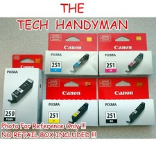 5-PACK CANON GENUINE 250 BLACK 251 COLOR INK NO RETAIL BOX MG5520 MG5620