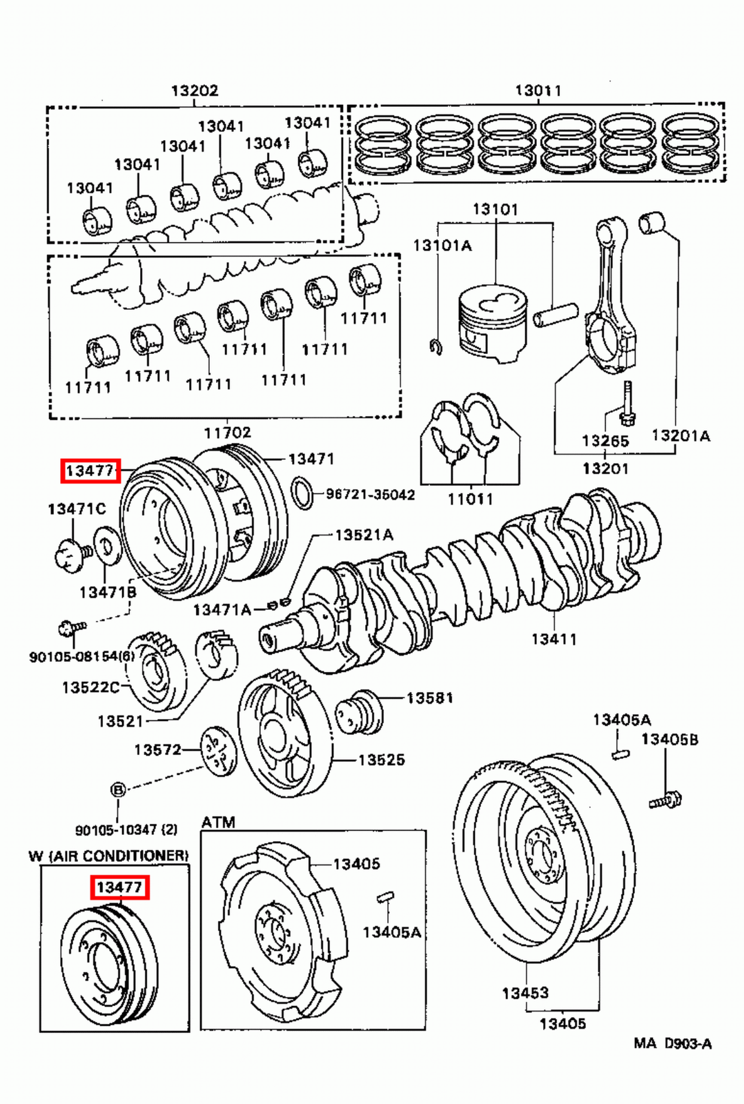 Genuine LandCruiser 78 76 75 70 Series 1HZ Crankshaft AC Air