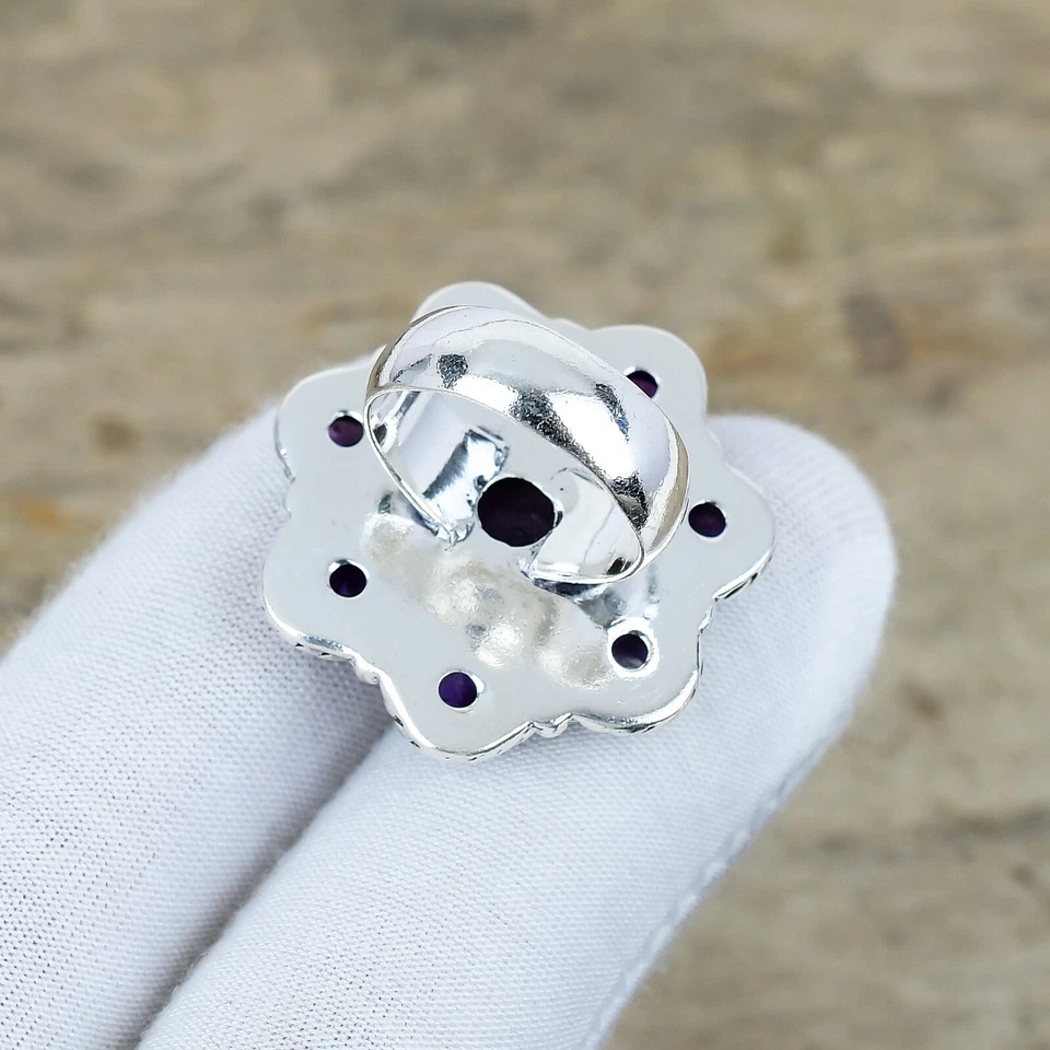 Anello Elegante In Ametista Con Gemma In Argento Sterling 925 Per Donna - Immagine 4 di 4