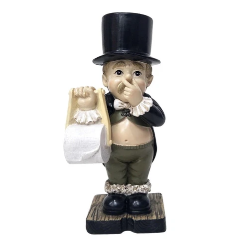 Creativity Toilet Butler Roll Paper Holder Home Ornament Sculpture Bathroom - Picture 2 of 6