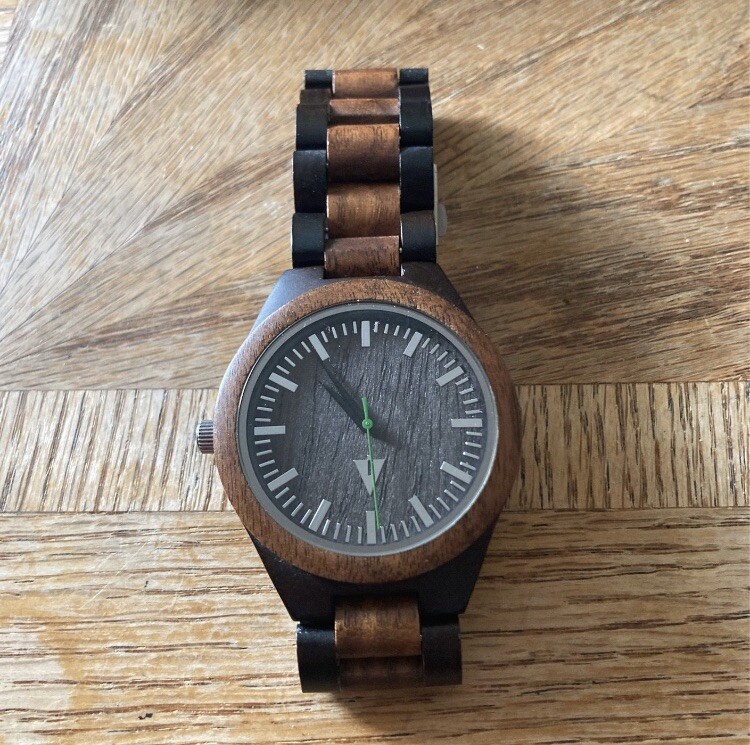 Tree Hut Wood Watch Leather Strap TREEHUT Classic Ebony Walnut