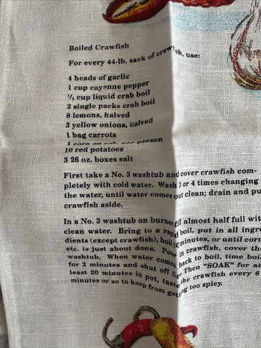 Crawfish Louisiana Style Linen Cotton Tea Towel 27 x 17 Inches - Picture 5 of 14