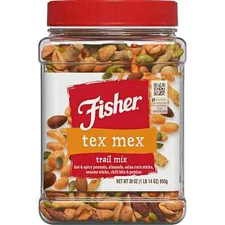 Fisher Snack Tex Mex Trail Mix, Hot and Spicy Peanuts, Almonds, 30 Ounces