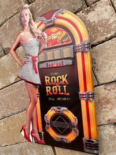 Blechschild Jukebox Pin Up Girl USA 60 cm Garage Rockabilly Deko V8 Rock n Roll - Bild 2 von 3