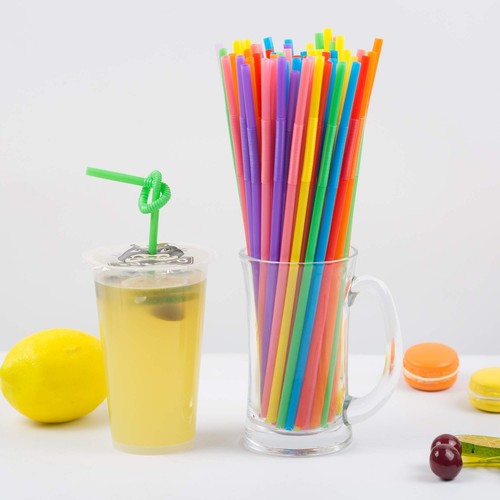 300 Pcs Colorful Flexible Plastic Straws, BPA-Free Disposable Bendy Straws, 10.2 - Picture 6 of 8