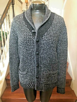 VTG Rag & Bone Women Neiman Marcus Cardigan Sweater Blk Gray Wool/CTN Pockets M