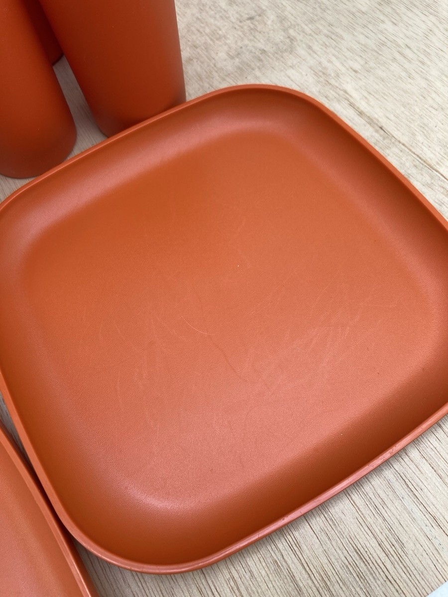 Vintage 1970s Tupperware Picnic Set with Orange and White