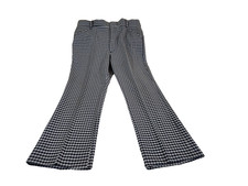 Vintage 60s 70s Men's 38 29 Bell Bottom Pant Hounds Tooth Disco Golf Navy Farrah