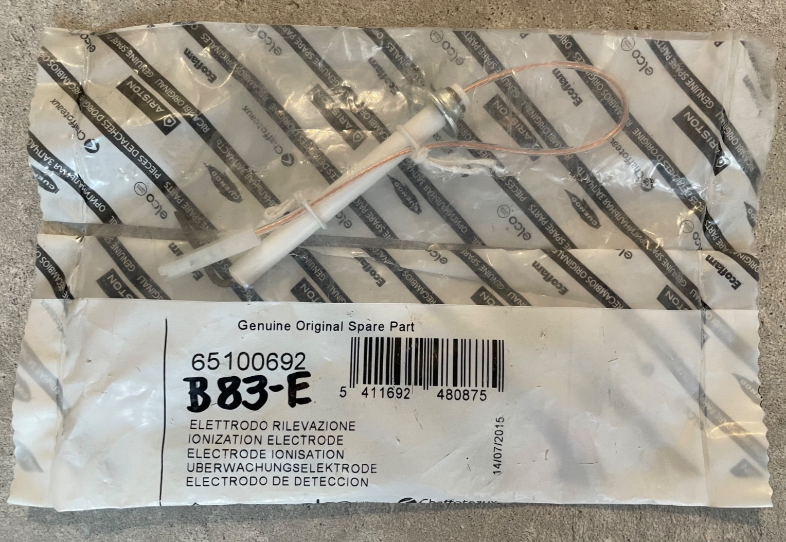 Ariston Microgenus II HE 24 28 32 MFFI Intesa 23 30 Detection Electrode 65100692