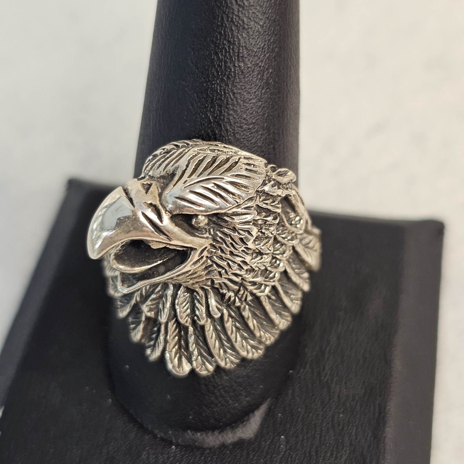 Men’s Solid Sterling Silver 3D Eagle Head Ring Si… - image 3
