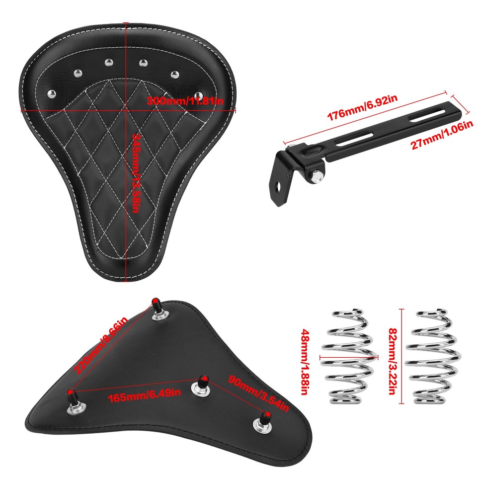 Black 2-Inch Solo Seat Spring Bracket Mount For Harley, Honda Bobber Motorcycles - Iron, No Warranty