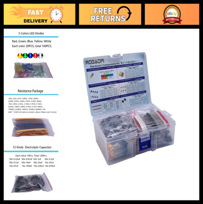 1390 Pcs Electronic Component Kit - LED Diodes, Resistors, Capacitors & Transist