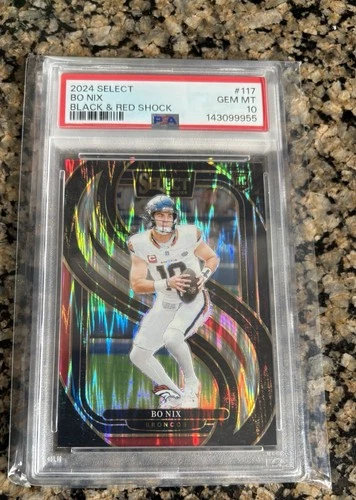 PSA 10 Bo Nix Premier Level Black & Red Shock Prizm 2024 Panini Select RC